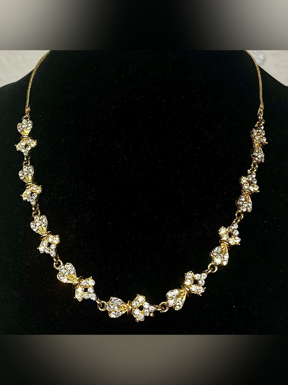 Vintage Gold Crystal Butterfly Necklace